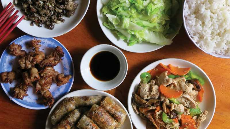 Simple Vietnamese homestay meal