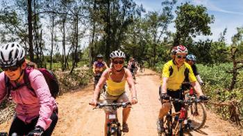 Cycling a backroad through rural Vietnam