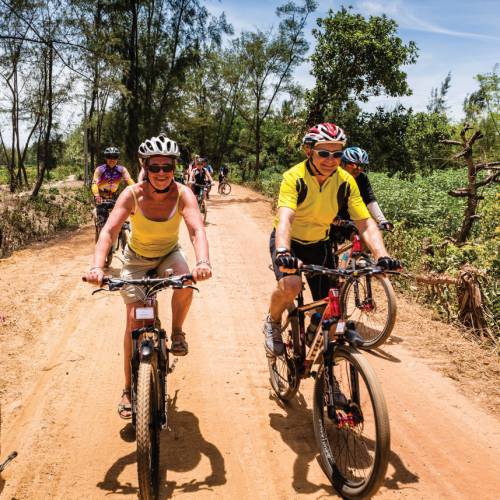 Cycling a backroad through rural Vietnam
