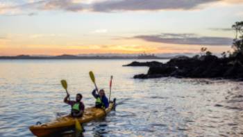 The best way to enjoy the Auckland Harbour, a sunset kayak and hike up Rangitoto