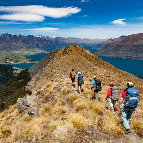 Hiking along the ridge line to the top of Ben Lomond
