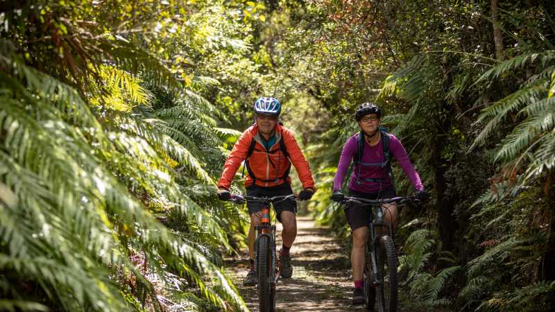 Couple mountain biking the Marton Sash and Door trail | Visit Ruapehu