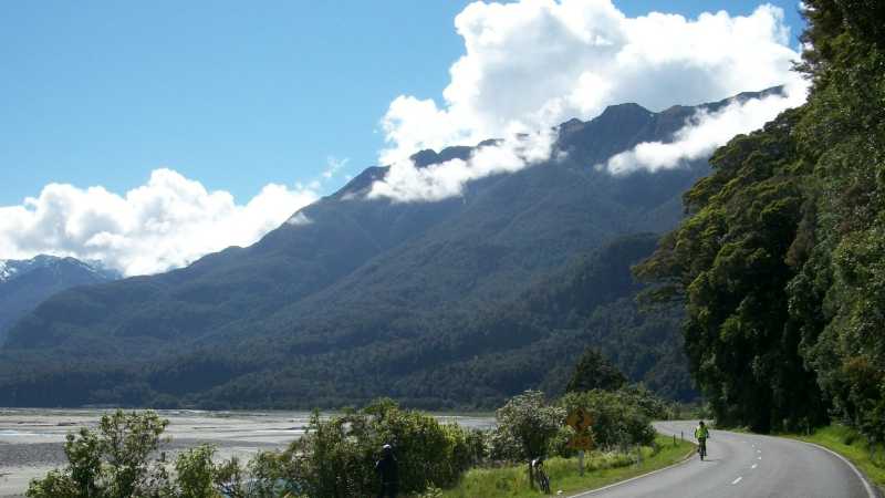Beautiful day for cycling on the West Coast of New Zealand
