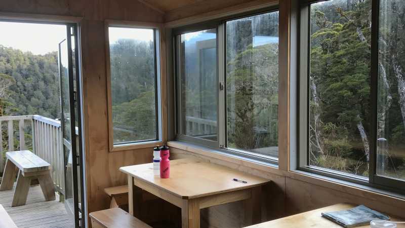 A great little spot to sit, relax and reflect in the Lyell Saddle Hut | Janet Oldham