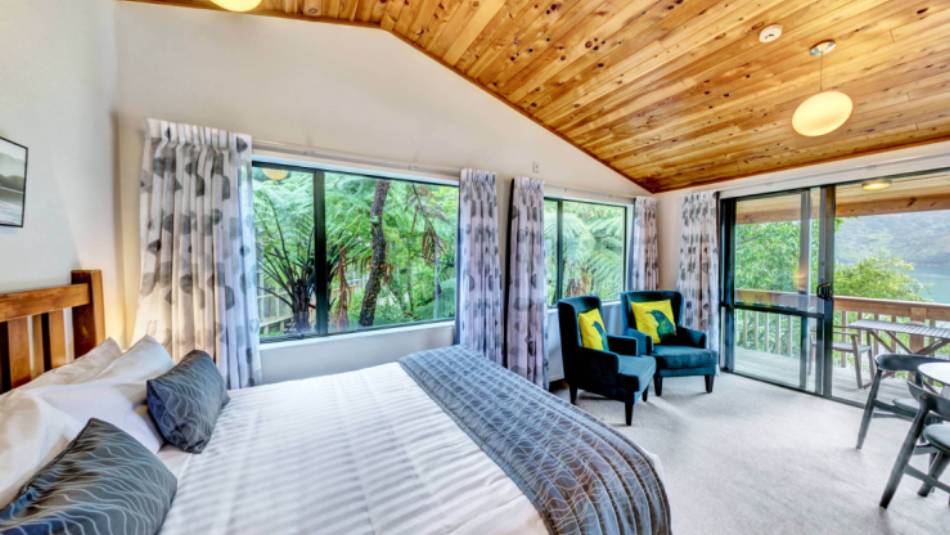 Beautiful rooms at Lochmara Lodge looking out over the sounds