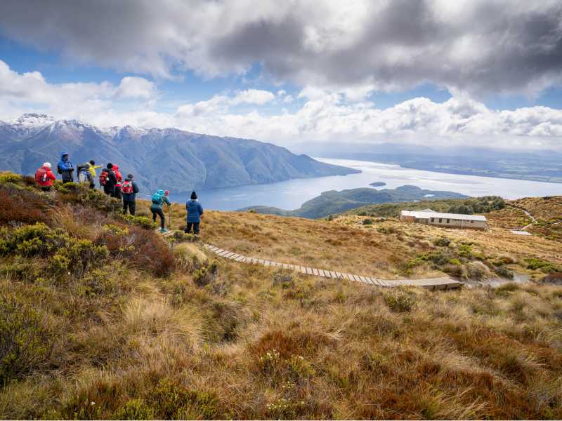Looking down on Luxmore Hut