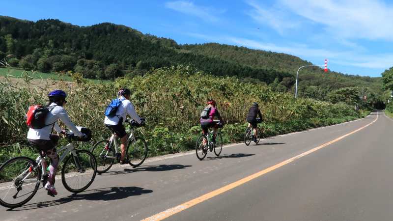 Road cyclists in Hokkaido