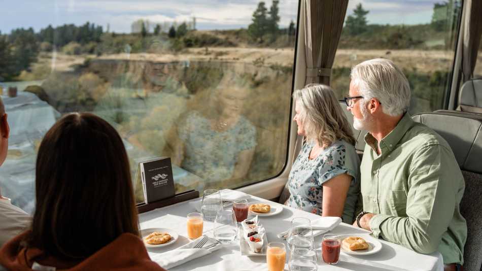 Soak in the changing landscapes over a full-service breakfast in Scenic Plus, as you cross the mighty Southern Alps. | Jay French