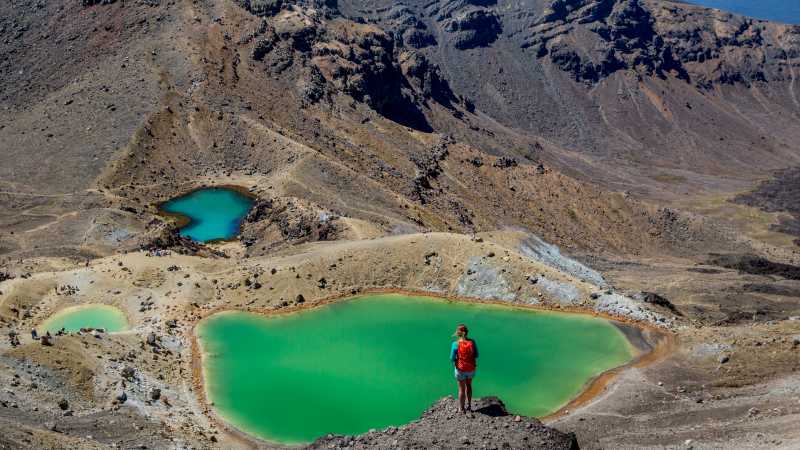 Vividly-coloured volcanic lakes at Tongariro Alpine Crossing | Camilla Rutherford