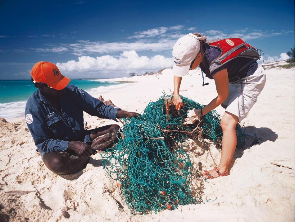 Clearing nets and marine debris from the Arhnem Land coastline -  Photo: Dhimurru Land Management