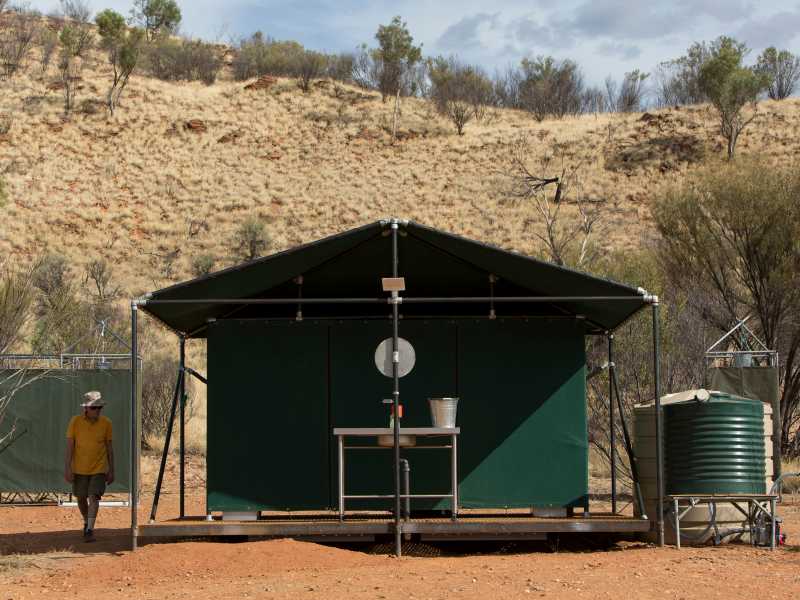 The Larapinta Camps offer composting toilets and outback showers designed for hygeine with minimal impact on the desert environment | Brett Boardman