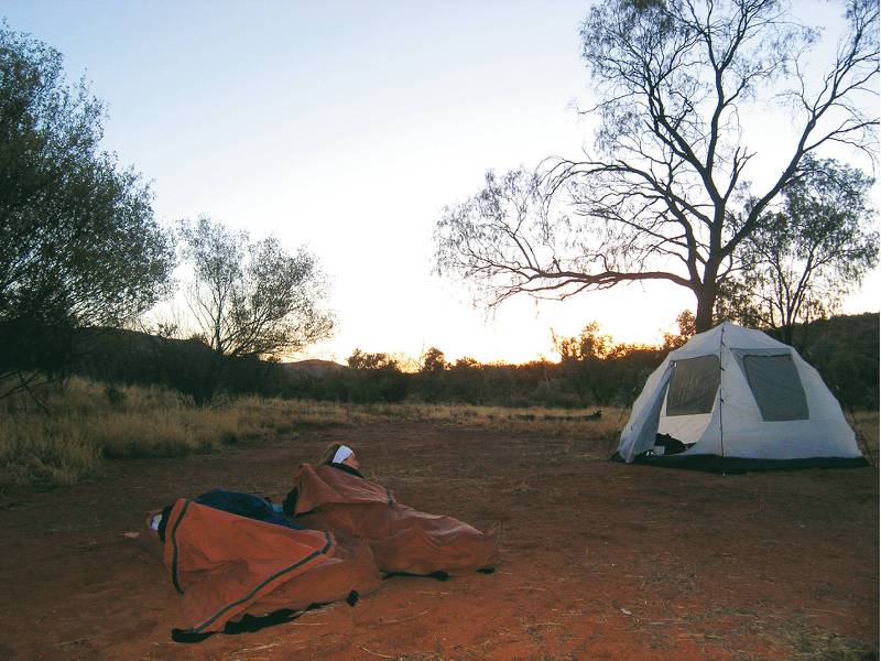 Sleeping in swags on the Larapinta Trek | LIz Rogan