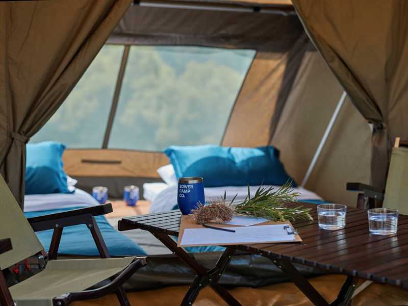 Our comfortable camping set up includes real mattresses | K. Holmes