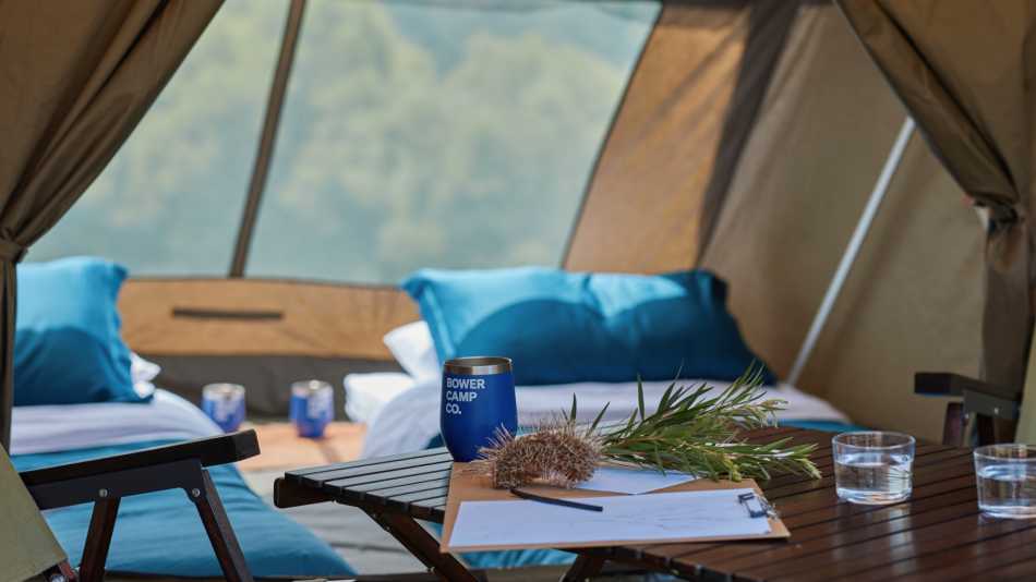 Our comfortable camping set up includes real mattresses | K. Holmes