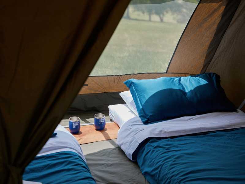 Sleep on comfortable mattresses at our basecamp