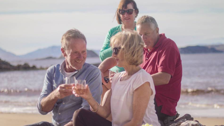 Enjoy a picnic beach lunch of fine Tasmanian wine and produce