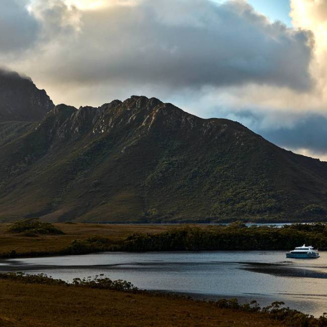 Expedition Vessel Odalisque III moored under Mt Rugby | Tim Grey
