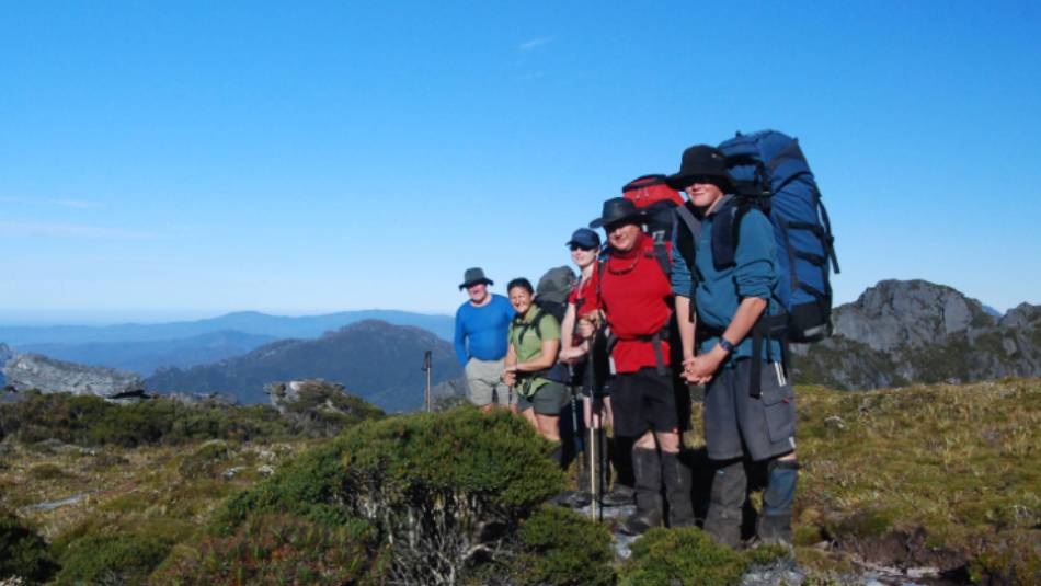 Group shot and beautiful scenery around the Western Arthurs, Tasmania | Aran Price