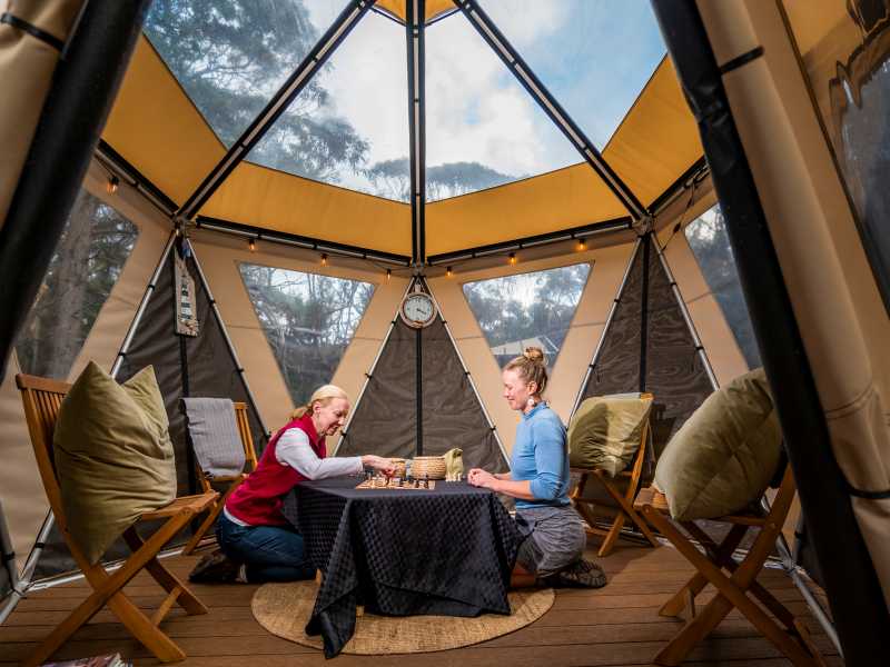 Relax after a day of great walks in our Eco-Comfort Camp communal area | Lachlan Gardiner