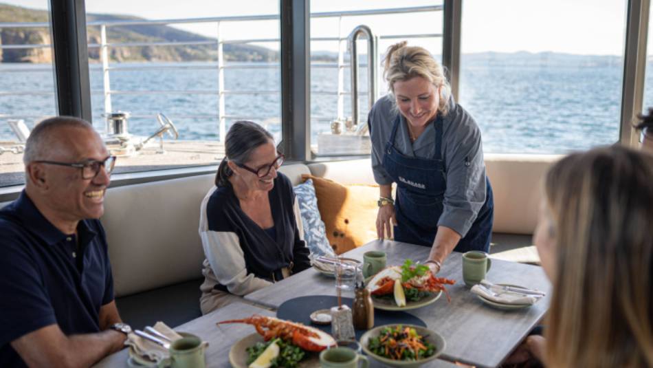 Our chef prepares meals of gourmet Tasmanian seafood