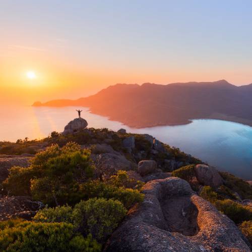Vibrant sunrise at Wineglass Bay