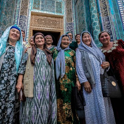 Pilgrims at Shah-i-Zinda (Tomb of the Living King) Samarkand, Uzbekistan