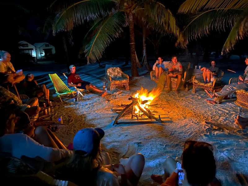 Enjoying a relaxing time at the campfire after a busy day