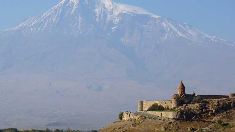 Khor Virap Monastery in Armenia looking across to Mt Ararat