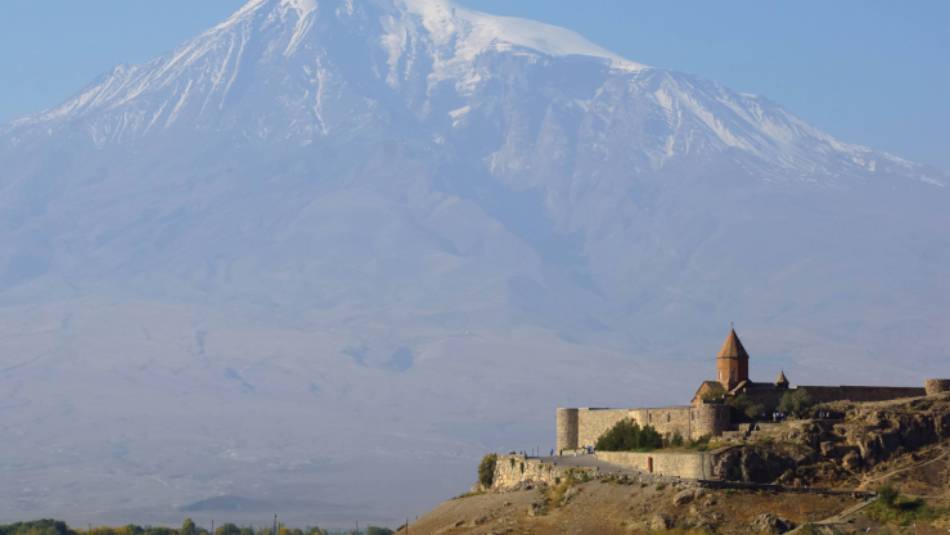 Khor Virap Monastery in Armenia looking across to Mt Ararat