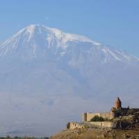 Khor Virap Monastery in Armenia looking across to Mt Ararat