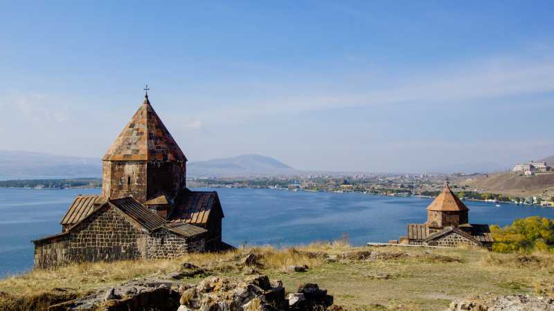 The monastery of Sevanavank on the shores of Lake Sevan was founded in 874.