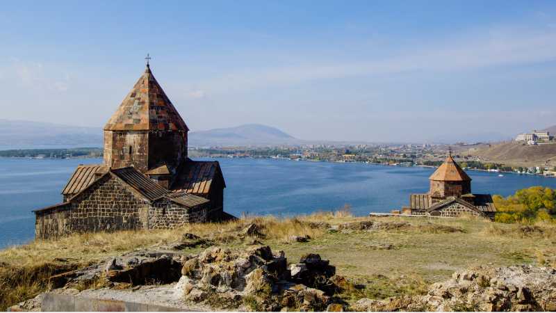 The monastery of Sevanavank on the shores of Lake Sevan was founded in 874.