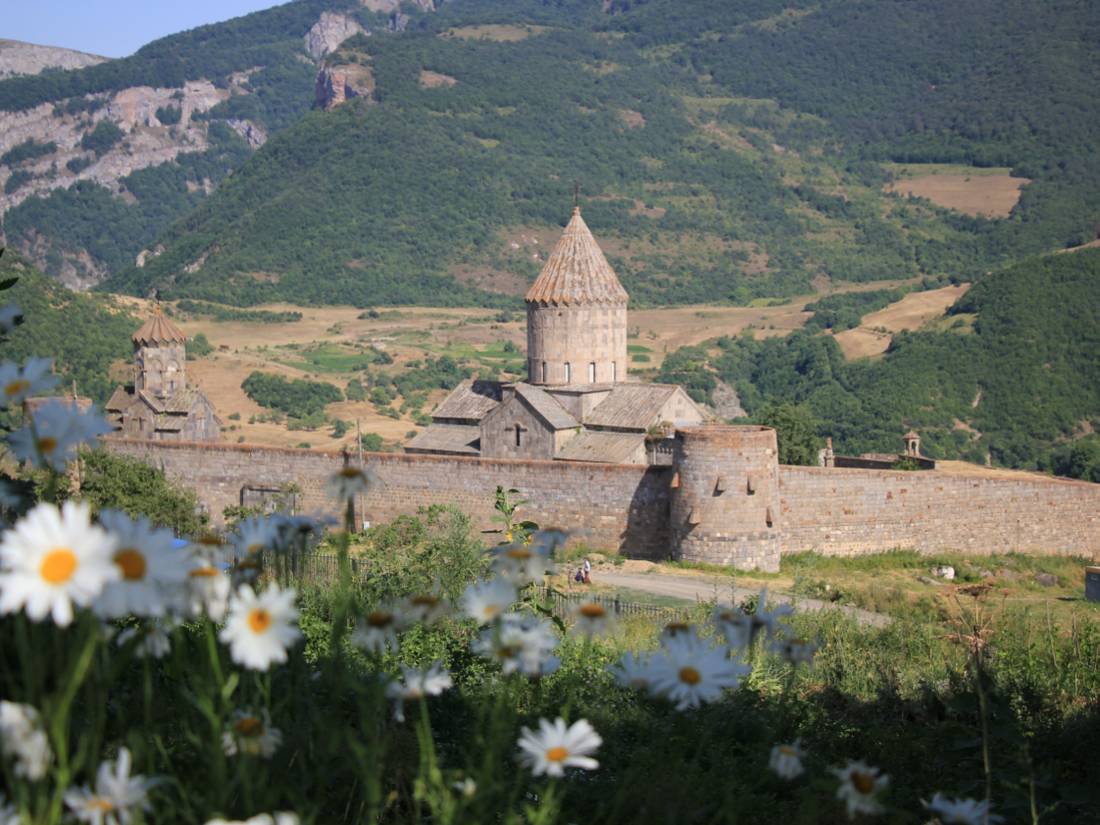 9th century Apostolic Tatev monastery stands on the edge of a deep gorge of the Vorotan River.