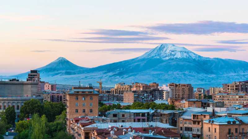 Looking over historic Yerevan toward Mount Ararat.