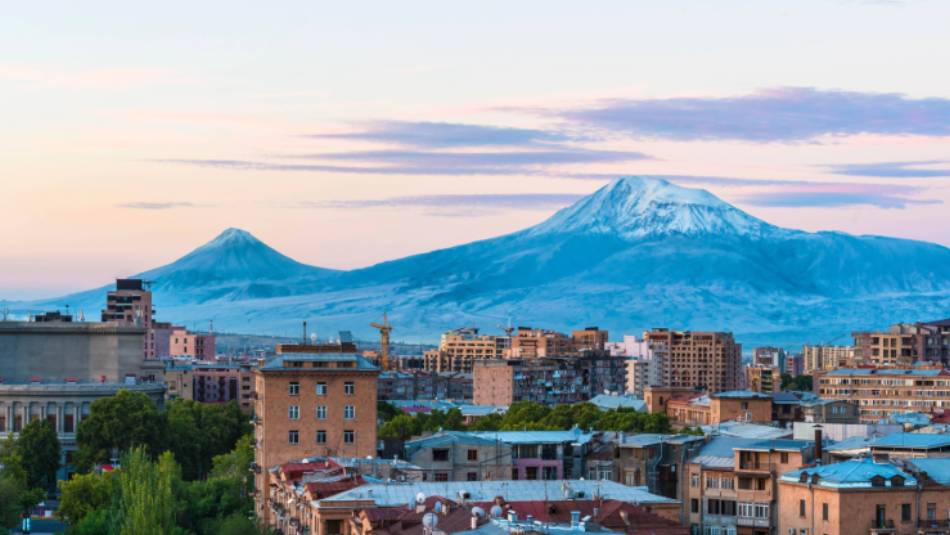 Looking over historic Yerevan toward Mount Ararat.
