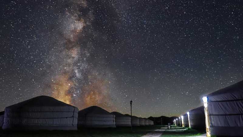 Ger camp at night by Khanbogd Mongolia - Mongolia: Fossils, Landscapes & Lost Worlds with Sally Hurst, Mongolia