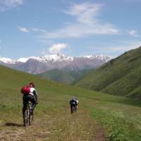 Cycling across the grasslands of Kazakhstan after being dropped off by a helicopter