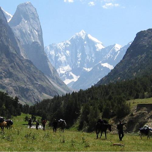 Views of the Ak-Suu Turkestan Range from Karavshin