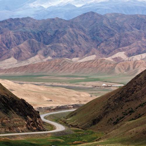 The road between Naryn and Bishkek winds its way through spectacular valleys