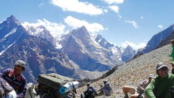 Breathtaking views during a rest stop on the Fann Mountain Trek