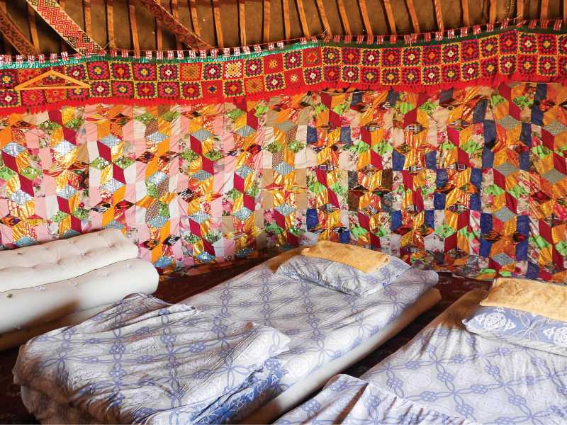 Inside the yurt at Aydar campsite | Natalie Tambolash