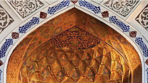 Ornate interior at Bukhara's Bolo Hauz Mosque | Peter Walton