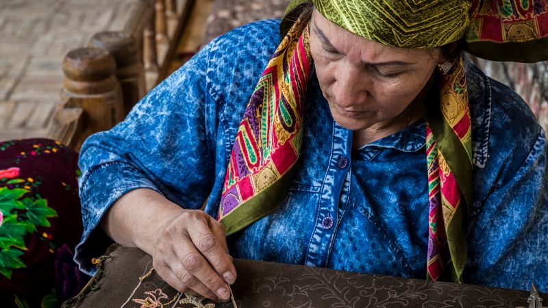 Observe intricate needlework in Bukhara - Premium Uzbekistan:  Explore the Silk Road Cities, Uzbekistan