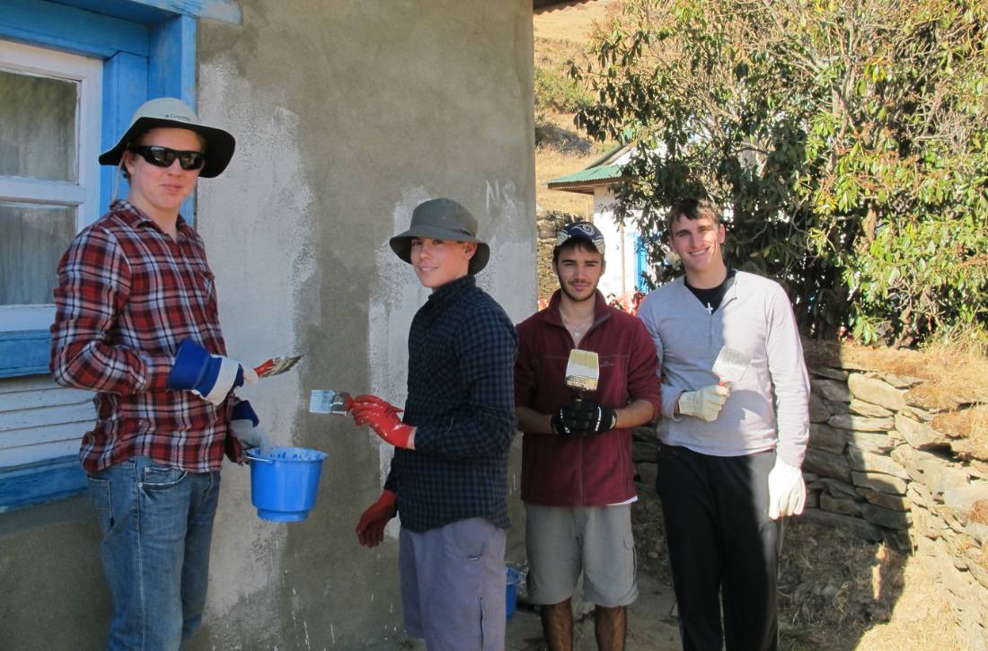 Painting at a community project in Nepal |  <i>Greg Pike</i>