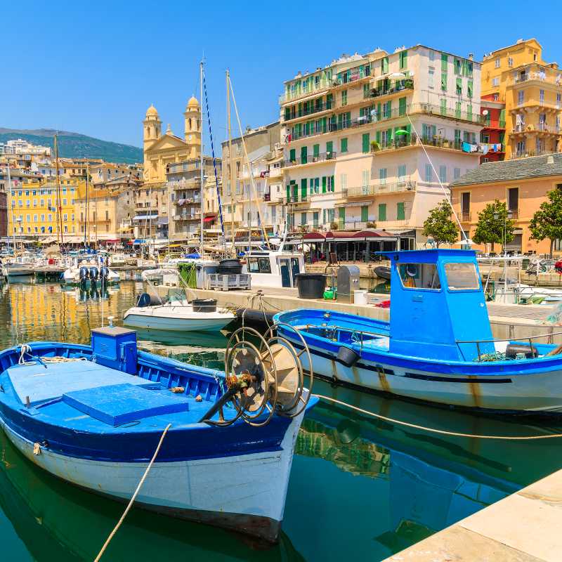 The sunny port of Bastia on Corsica