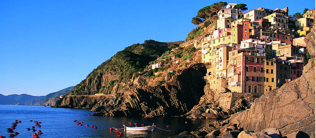 The colourful village of Riomaggiore in the CInque Terre