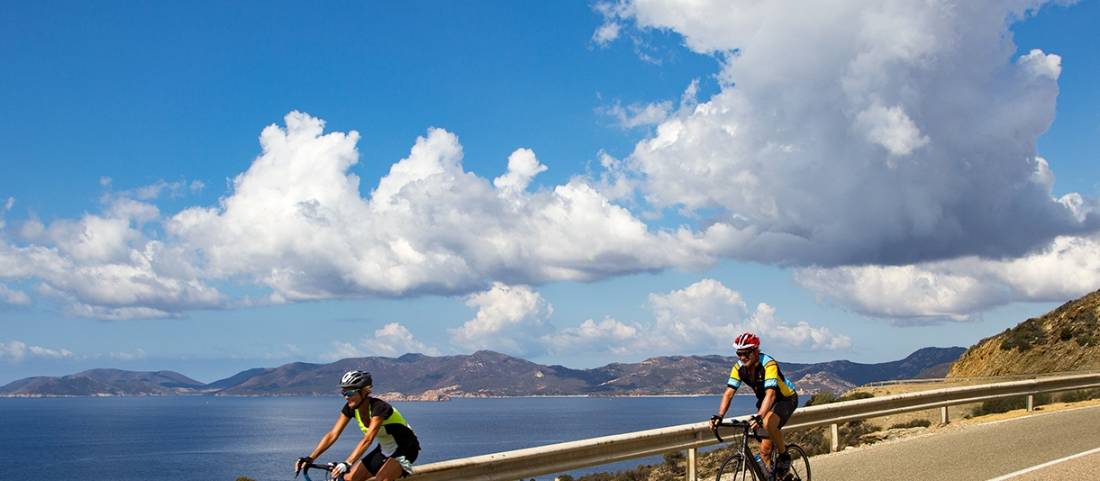 Cyclist on Sardinia's south coast