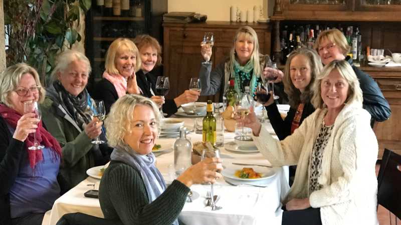 Pilgrims' dinner toast - Walk & Write the Camino with Dr Stephanie Dale, Spain