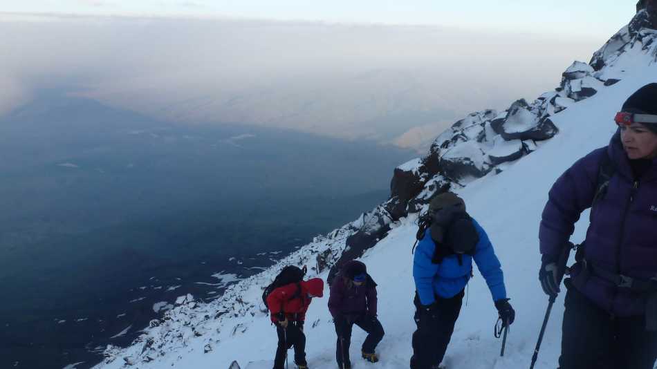 Trekkers ascend the slopes of Mount Ararat, navigating towards the summit
