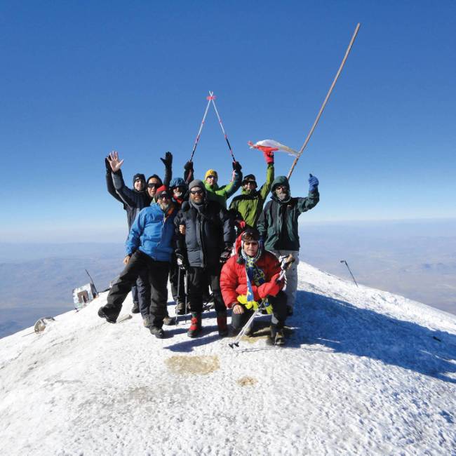 Trekkers on the summit of Mt Ararat
